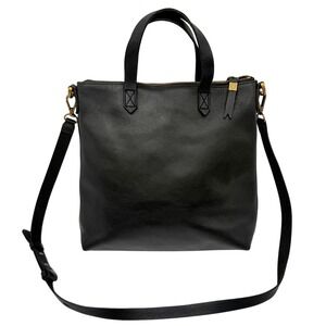 Madewell The Transport Zip-Top Crossbody Bag Black Leather